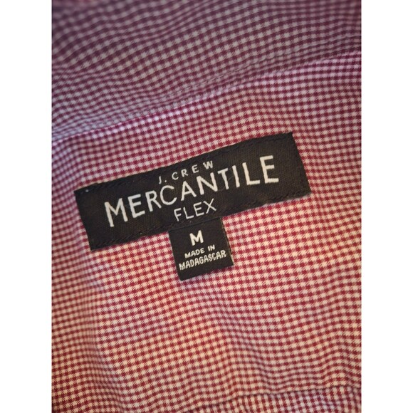 J. Crew Mercantile Flex Maroon White Plaid Button-Up Shirt Size Medium, Mens M - Picture 6 of 7